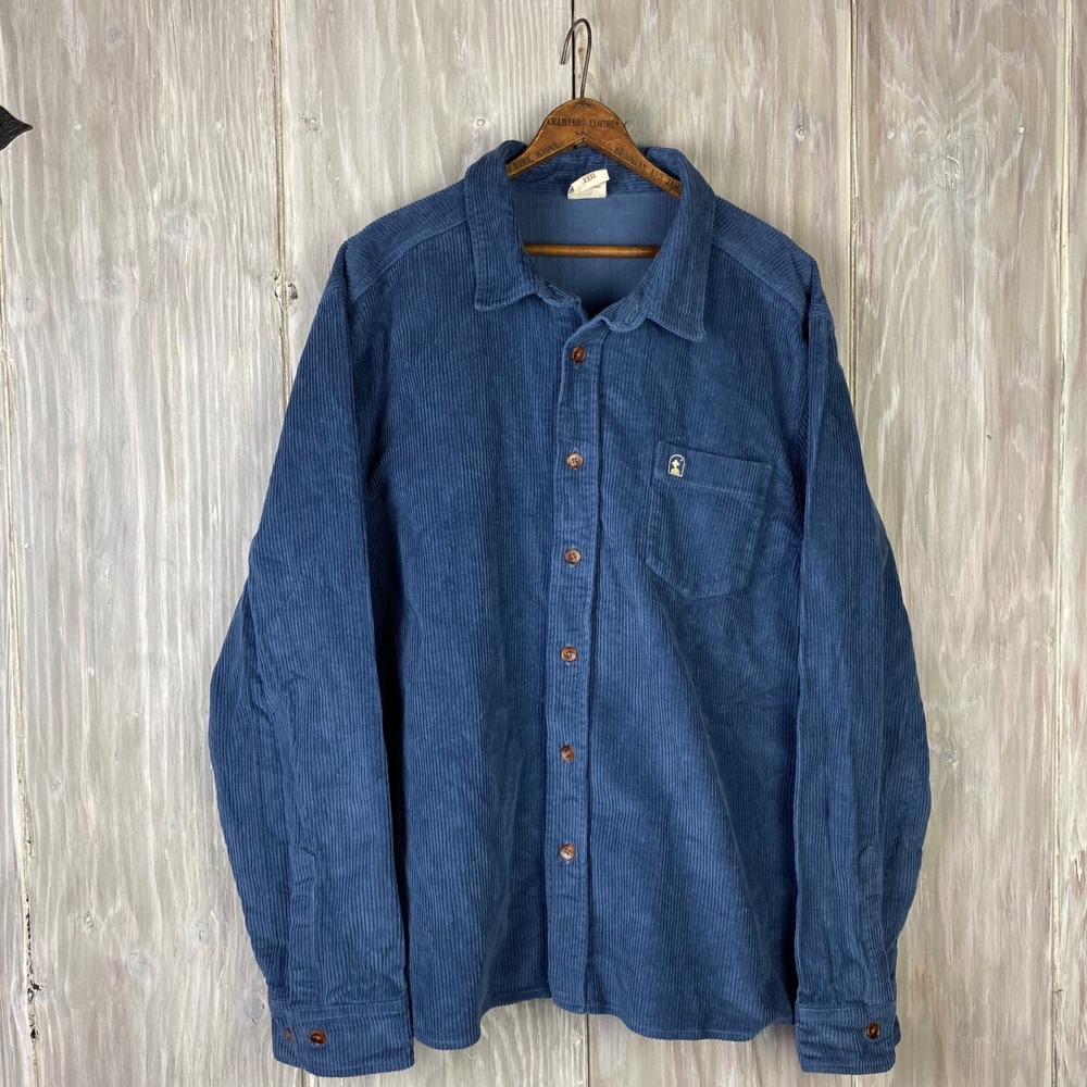 Dandy‎ Del Mar Corsica Corduroy Shirt Mens Large Blue Moontide Long Sleeve 3XL
